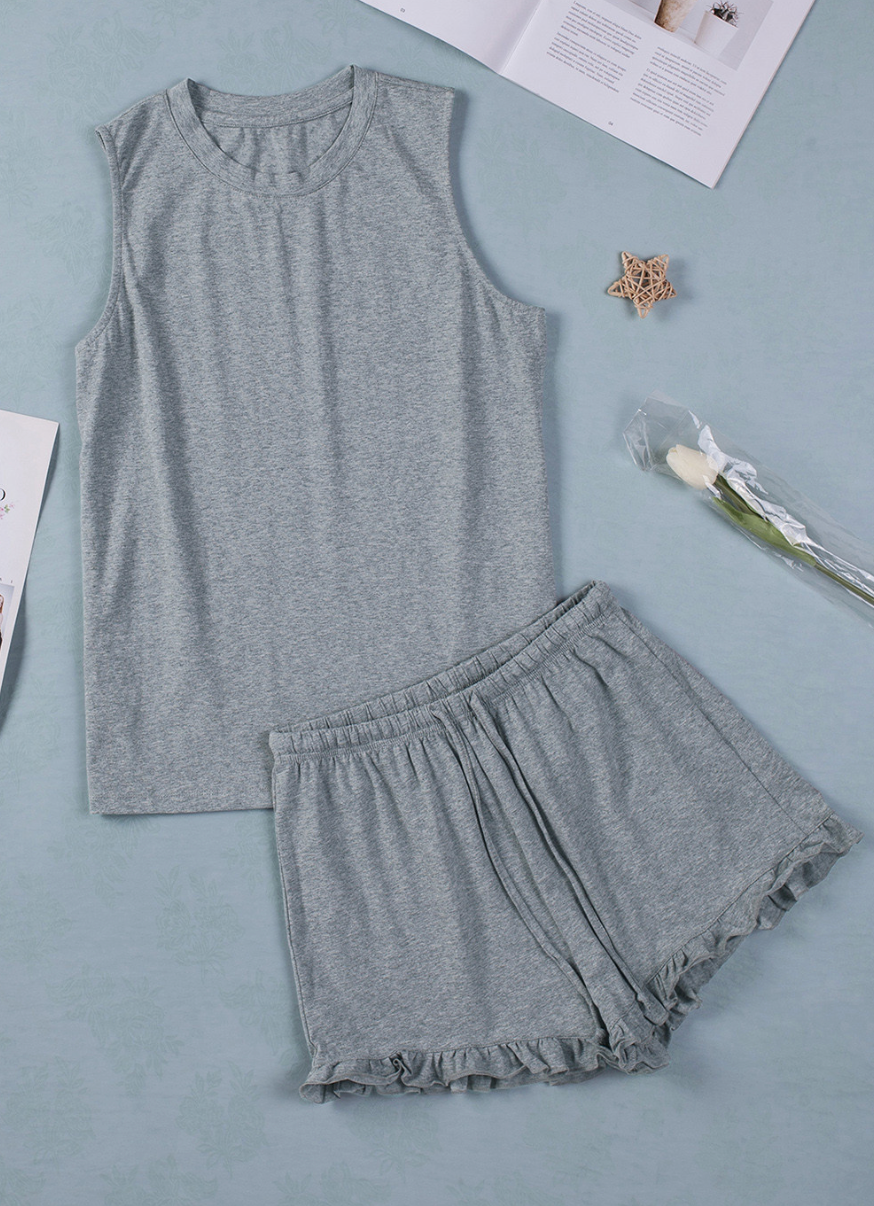 Gray Cotton Set - Shorts